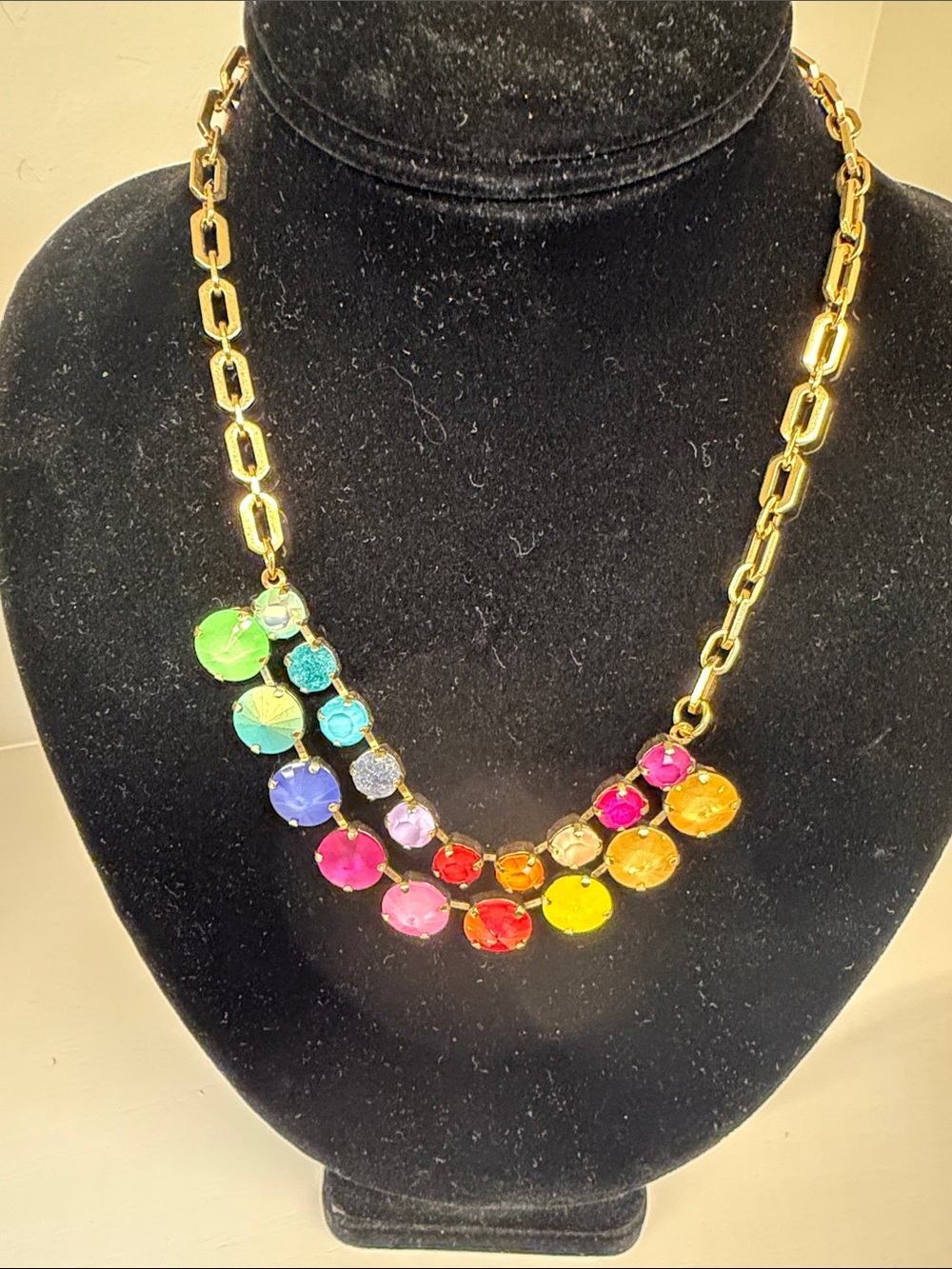 Gold-Tone Multicolor Crystal Statement Necklace